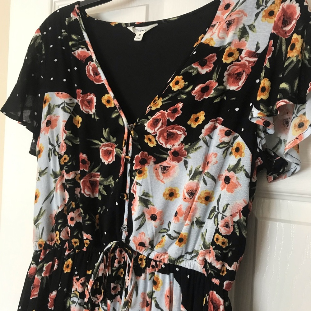 TAKARA Floral Black High & Low Dress medium size - Picture 4 of 8